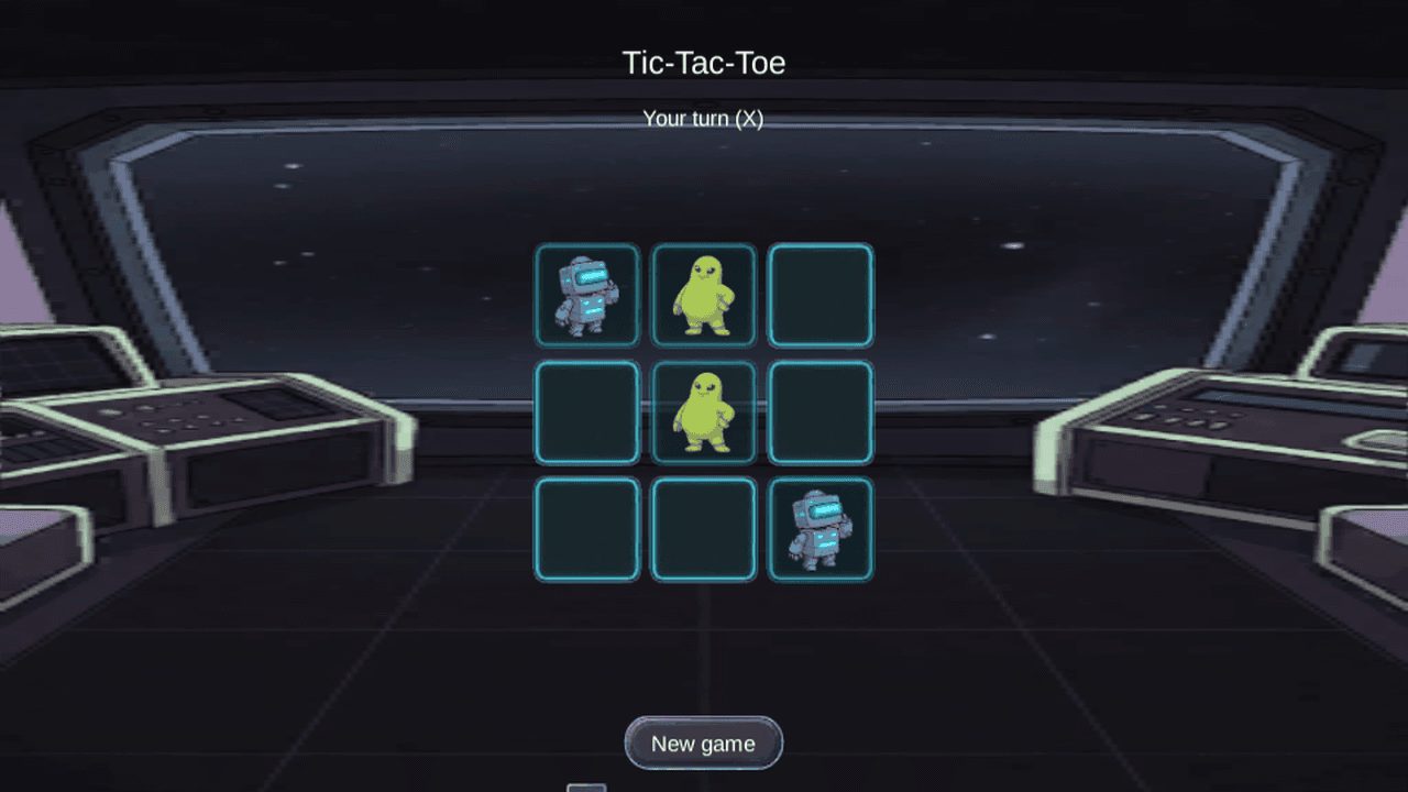 Tic-tac-toe in Unity — A browser game the agent fleet built end to end in Unity, with a minimax opponent that never loses.